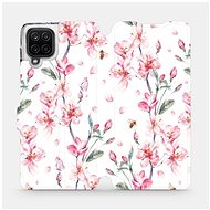 Flip mobile phone case Samsung Galaxy A12 - M124S Pink flowers - Phone Cover