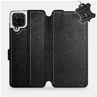 Flip case for Samsung Galaxy A12 - Black - Leather - Black Leather - Phone Cover