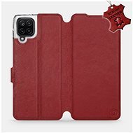 Flip case for Samsung Galaxy A12 - Dark Red - Leather - Dark Red Leather - Phone Cover