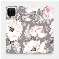 Flip case for mobile Samsung Galaxy A12 - MX06S Flowers on grey background - Phone Cover