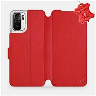 Leather flip case Xiaomi Redmi Note 10 - Red - Red Leather - Phone Cover