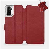 Leather flip case Xiaomi Redmi Note 10 - Dark Red - Dark Red Leather - Phone Cover