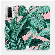 Flip case for Xiaomi Redmi Note 10S - MG03S Green leaves on pink background - Phone Cover