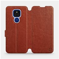 Flip case for Motorola Moto E7 Plus in Brown&Gray with grey interior - Phone Cover