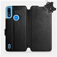 Leather flip case for Motorola Moto E7 Power - Black - Black Leather - Phone Cover