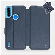 Leather flip case for Motorola Moto E7 Power - Blue - Blue Leather - Phone Cover
