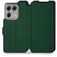 Mobiwear Soft Touch flip book for Motorola EDGE 50 Ultra - Green & Black - Phone Case