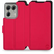 Mobiwear Soft Touch flip book for Motorola EDGE 50 Ultra - Red & Black - Phone Case