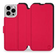Mobiwear Soft Touch flip book for Apple iPhone 16 Pro Max - Red & Black - Phone Case