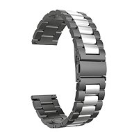 Black and Silver Metal Strap 22mm - Watch Strap
