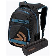 Meatfly Exile, Charcoal Heather/Black, 24 L + free pencil case - School Backpack