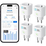 Meross Matter Compatible Smart Wi-Fi Plug with Energy Monitor (4 pack) - Smart Socket