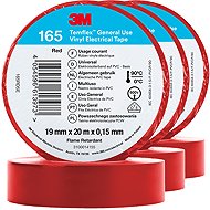 3M Insulating Tape Temflex 165, size 15 mm x 10 m x 0,15 mm, colour red, 3 pcs - Electrical Tape