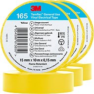 3M Insulating tape Temflex 165, size 15 mm x 10 m x 0,15 mm, colour yellow, 3 pcs - Electrical Tape