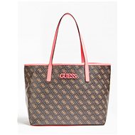 GUESS Vikky Shopper 4g Logo All Over - Brown/Neon Pink - Handbag