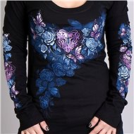 Hot Leather Heart Lock Scoop Neck, L - Motorcycle t-shirt