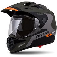 CASSIDA Tour 1.1 Specter, (Army Green Matte/Grey/Orange/Black, Size 2XL) - Motorbike Helmet