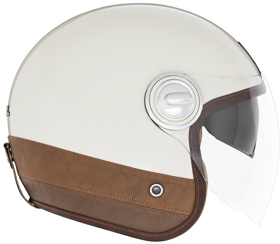 NOX HERITAGE (cream white, brown leather, size M) - Motorbike Helmet