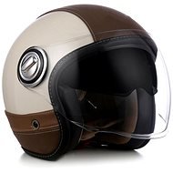 NOX HERITAGE (cream white, brown leather, size S) - Motorbike Helmet