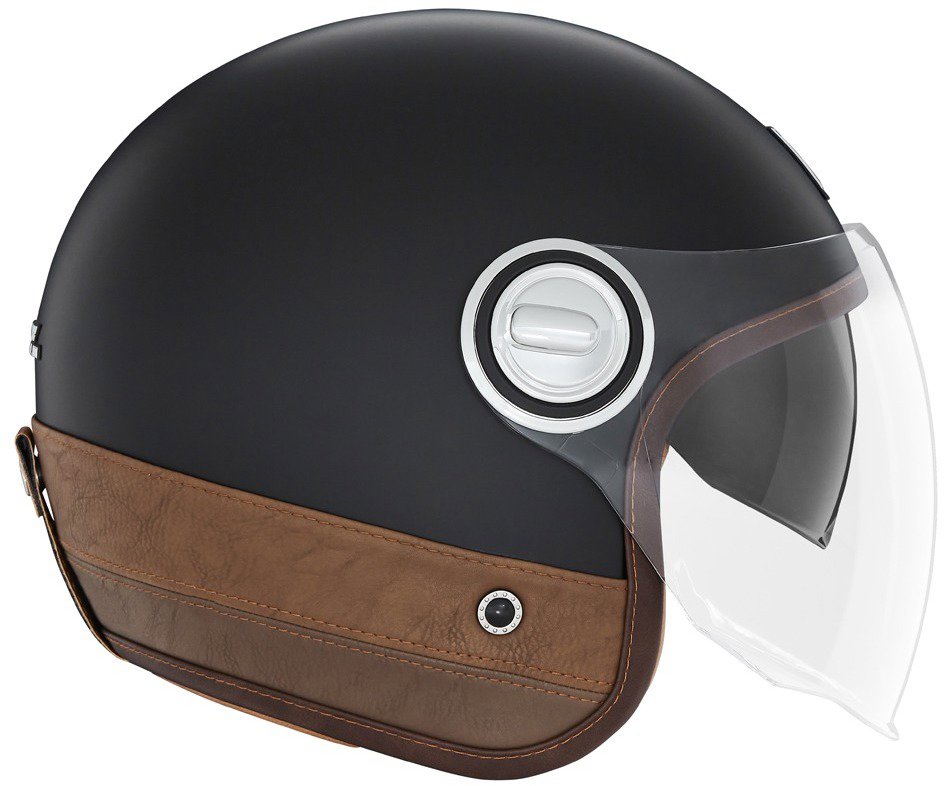 NOX HERITAGE (black matt, brown leather, size XL) - Motorbike Helmet