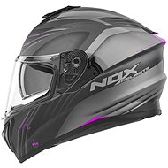 NOX N918 Upside (matt black-grey, pink, size M) - Motorbike Helmet