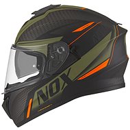 NOX N918 META (khaki matt, orange, size L) - Motorbike Helmet