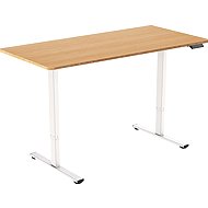 AlzaErgo Table ET2 Core White + Rounded Bamboo Top - Height Adjustable Desk