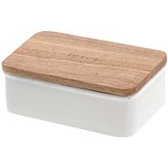 YAMAZAKI Butter Jar Tosca 3926, White / Beech - Storage Jar