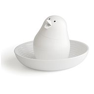 QUALY Salt Shaker with Egg Bowl Jib-Jib Shaker, White-White - Condiments Tray