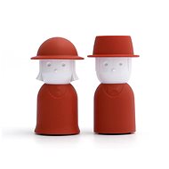 QUALY Salt and Pepper Shakers Mr. Pepper & Mrs. Salt, Red - Condiments Tray