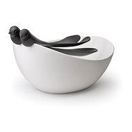 QUALY Salad Bowl with Sparrow Tools, White-black - Bowl