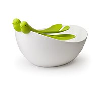 QUALY Salad Bowl with Sparrow Tools, White-green - Bowl