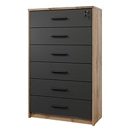 Cheapest furniture Drawer chest NEJBY GIANNI, oak wotan/anthracite - Chest of Drawers