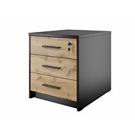 Cheapest furniture Chest of drawers NEJBY GIANNI, black/oak wotan - Chest of Drawers