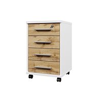 Cheapest furniture Lockable container NEJBY GIANNI, white/oak wotan - Chest of Drawers