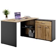 Cheapest furniture Corner desk NEJBY DUKE II, black/oak wotan - Writing Desk