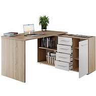 Cheapest furniture Corner desk NEJBY GIANNI, right, oak sonoma/white - Writing Desk