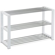 Cheapest furniture Quincy 12 3-shelf shoe rack, chrome/white - Shoe Rack