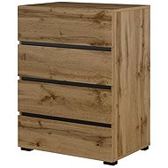 Cheapest furniture Bonifacio 4S 60 cm, oak wotan/black - Chest of Drawers