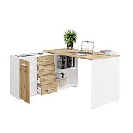 Cheapest furniture - NEJBY GIANNI corner desk, left, white/oak wotan - Writing Desk