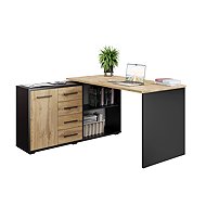 Cheapest furniture - NEJBY GIANNI corner desk, left, black/oak wotan - Writing Desk