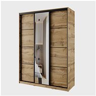 Cheapest furniture Nejby Barnaba 150 cm with sliding door, mirror - oak wotan - Wardrobe