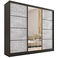 Cheapest furniture Harazia 200 with mirror, 4 drawers and 2 wardrobe rods, black matt/concrete - Wardrobe