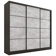 Cheapest furniture Harazia 200 without mirror, with 4 drawers and 2 wardrobe rods, black matt/concre - Wardrobe