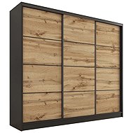 Cheapest furniture Harazia 200 without mirror, with 4 drawers and 2 wardrobe rods, black matt / oak  - Wardrobe