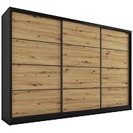 Cheapest furniture Harazia 280 without mirror, with 4 drawers and 2 wardrobe rods, black matt/oak ar - Wardrobe