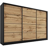 Cheapest furniture Harazia 280 without mirror, with 4 drawers and 2 wardrobe rods, black matt/ oak w - Wardrobe