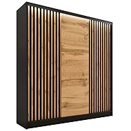 Cheapest furniture Insular 3D 180 without mirror, with 4 drawers and 2 wardrobe rods, black matt/oak - Wardrobe