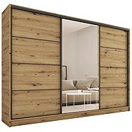Cheapest furniture Harazia 250 with mirror, 4 drawers and 2 wardrobe rods, oak artisan - Wardrobe