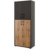 Cheapest furniture Nejby Gianni Premium shelving unit, body: anthracite, door: anthracite/oak wota - Wardrobe